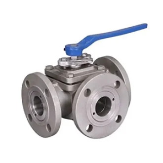 SS 3 WAY BALL VALVE, FULL PORT, FLANGED END, MULTI-PORT 4 WAY OPTIONAL