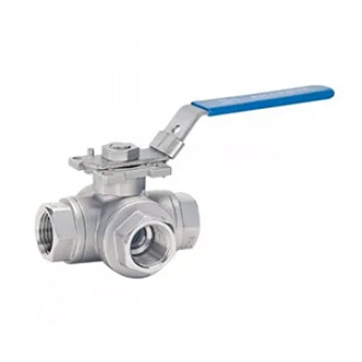 SS 3 WAY BALL VALVE, FULL PORT DESIGN, THREADED END